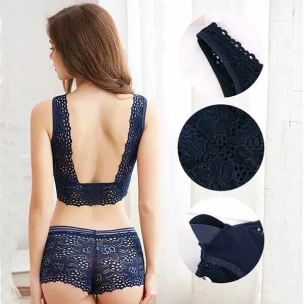 Women Sexy Lace Floral Bralette Push up Bra Panty Set - Image 3