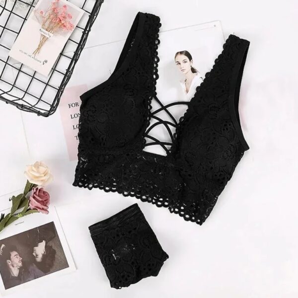 Women Sexy Lace Floral Bralette Push up Bra Panty Set - Image 4