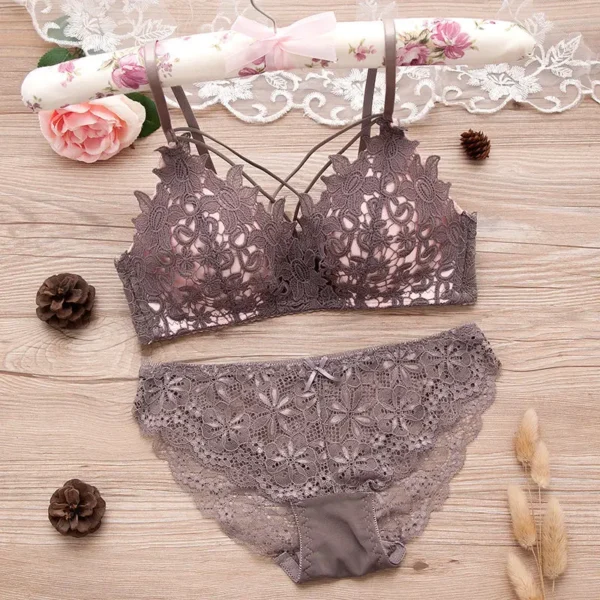 floral bra lace lightly lined triangle bra set - Image 9