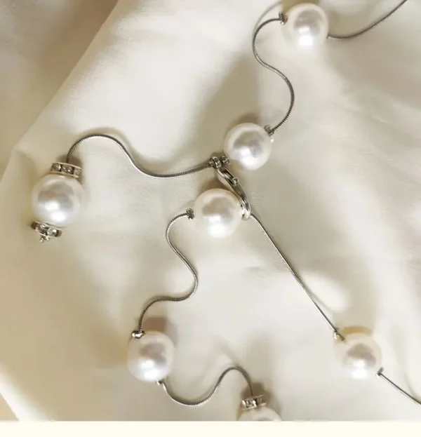 1pc Ladies Imitation Pearl Waist Chain French Elegant Minimalist Chain Belt Casual Dress Waist Accessories - Image 7