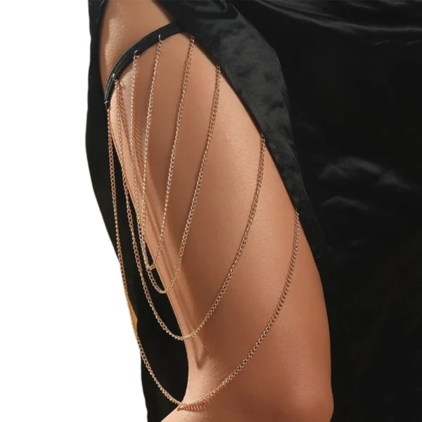 Multi Layer Tassel Thigh Chain Anti-slip Belt Chain Harness Summer Beach Nightclub Leg Accessories for Women and Girls