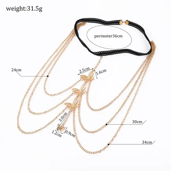 Multilayer Butterfly Thigh Chain Jewelry | Leg Chain with Adjustable Elastic - Image 3