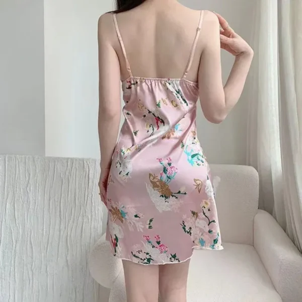 Floral Print Satin Silk Sexy Sleepwear For Women - Image 9