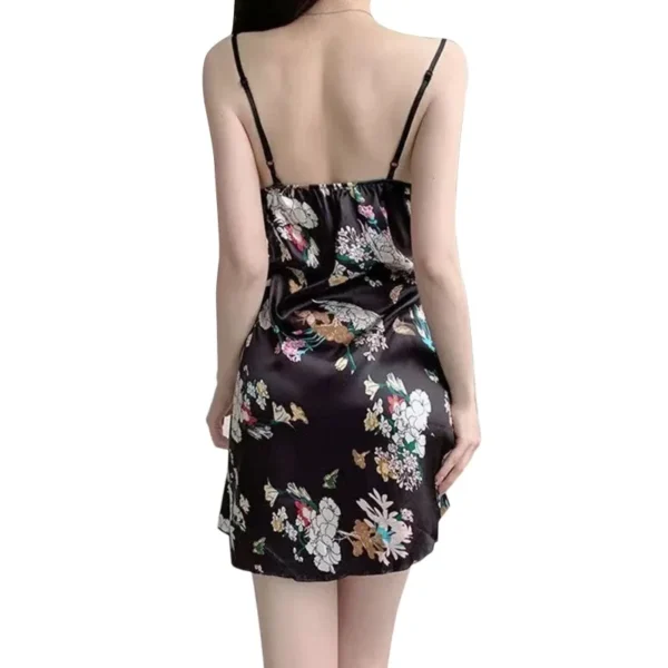 Floral Print Satin Silk Sexy Sleepwear For Women - Image 7