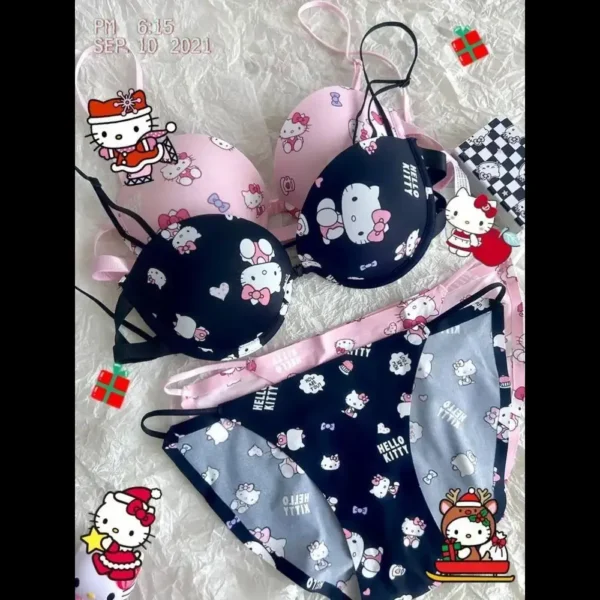 Kitty Sweet Underwear Panties And Bra Set Push-up