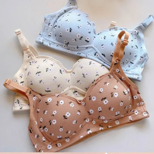 Flower Printed Wire Free Seamless Women's Bra