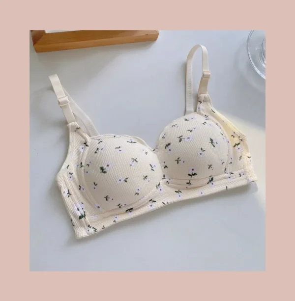 Flower Printed Wire Free Seamless Women's Bra - Image 5