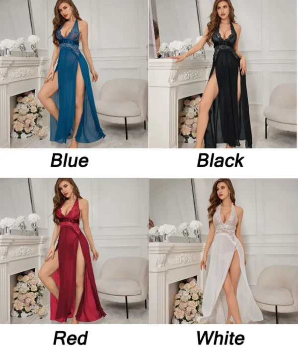 Sexy Slit Backless Night Dress Long Nightgown - Image 2